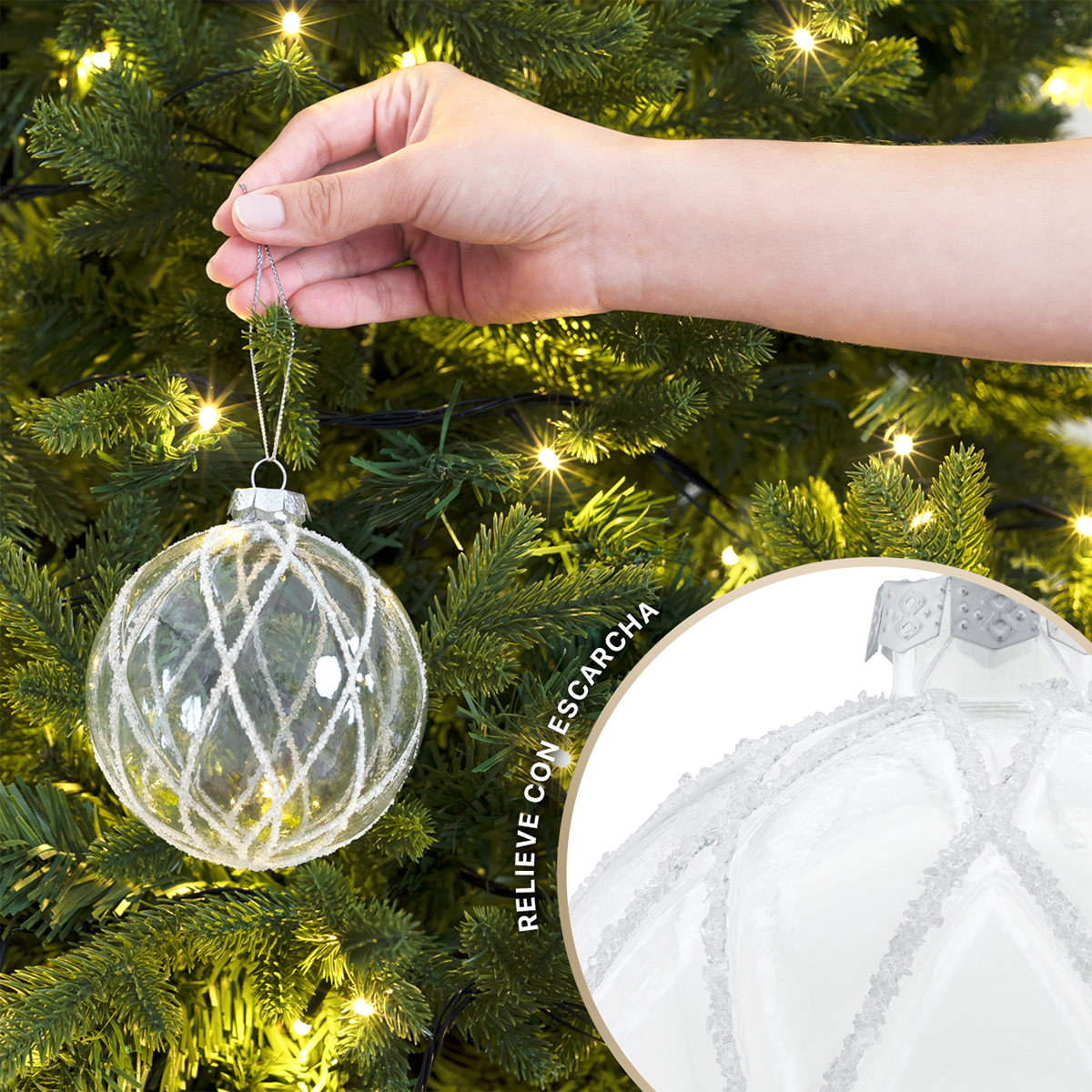 Set con 6 Esferas de Cristal Decoración Navideña 10 cm para Árbol de Navidad (Arlequin) ESQUIMAL