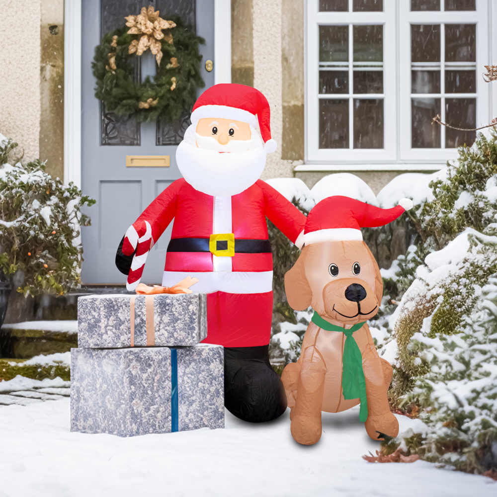 Inflable Navideño Santa Y Amigo Luz Led 1.50 Mts Santa Claus