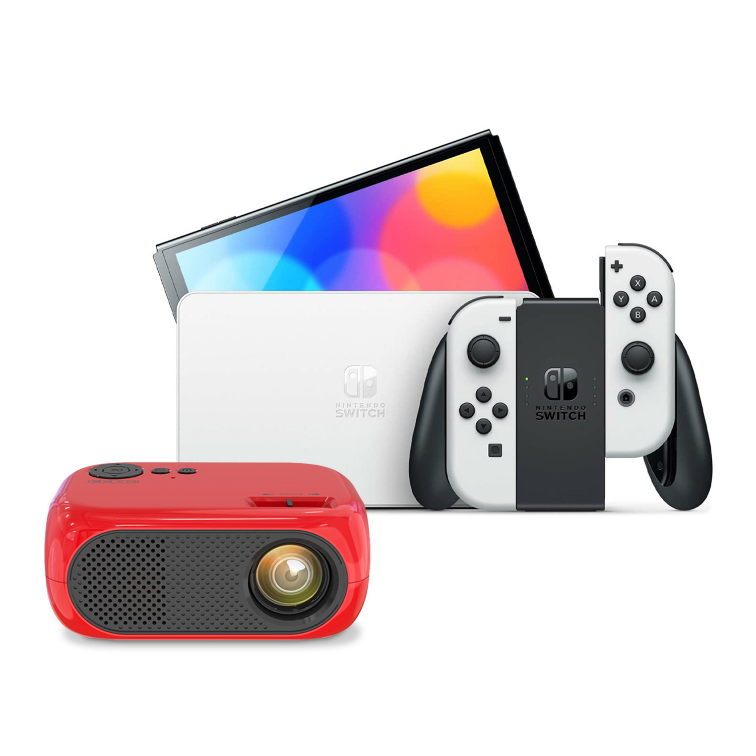 NINTENDO SWITCH OLED 64GB BLANCO MÁS PROYECTOR ROJO