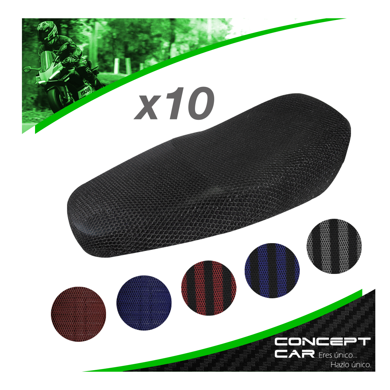 10 Funda Cubre Asiento Malla Para Moto Térmica Universal Xl