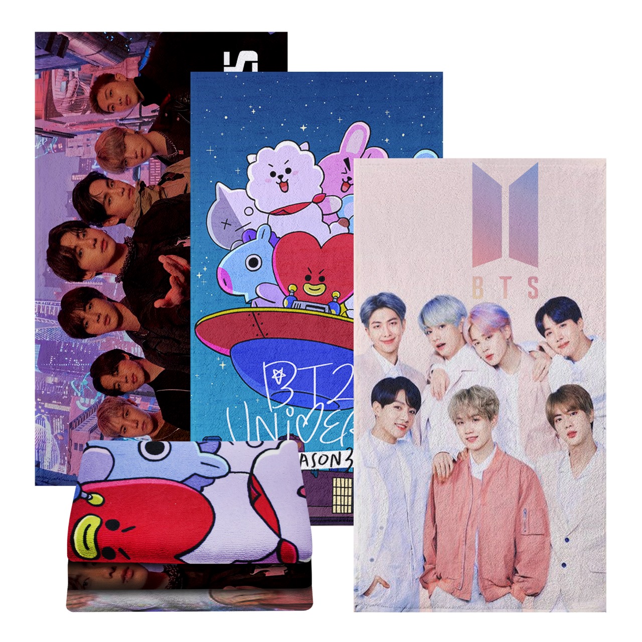 Set 3 Toallas De Baño Bts Army Kpop Microfibra Poliester Diseño.