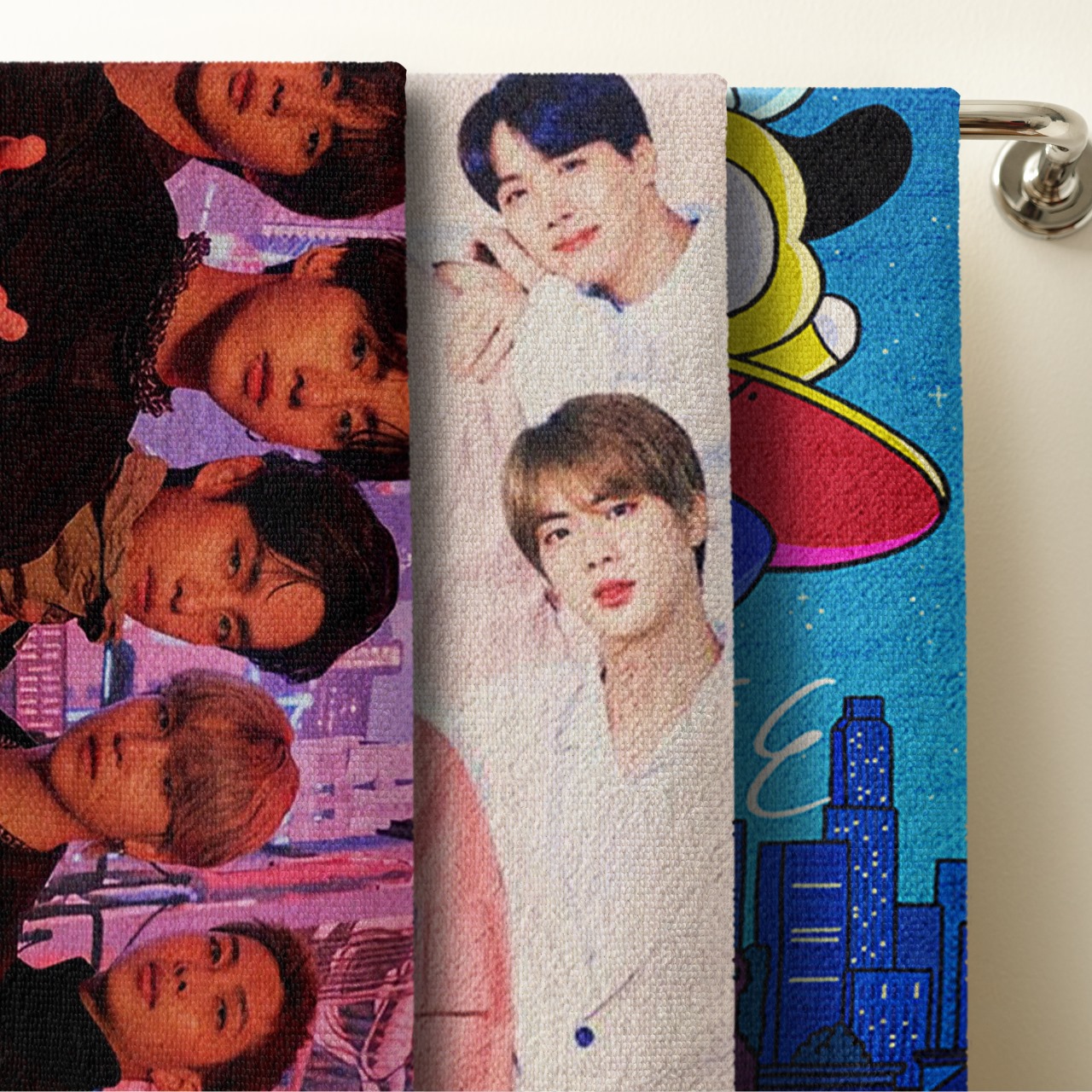 Set 3 Toallas De Baño Bts Army Kpop Microfibra Poliester Diseño.