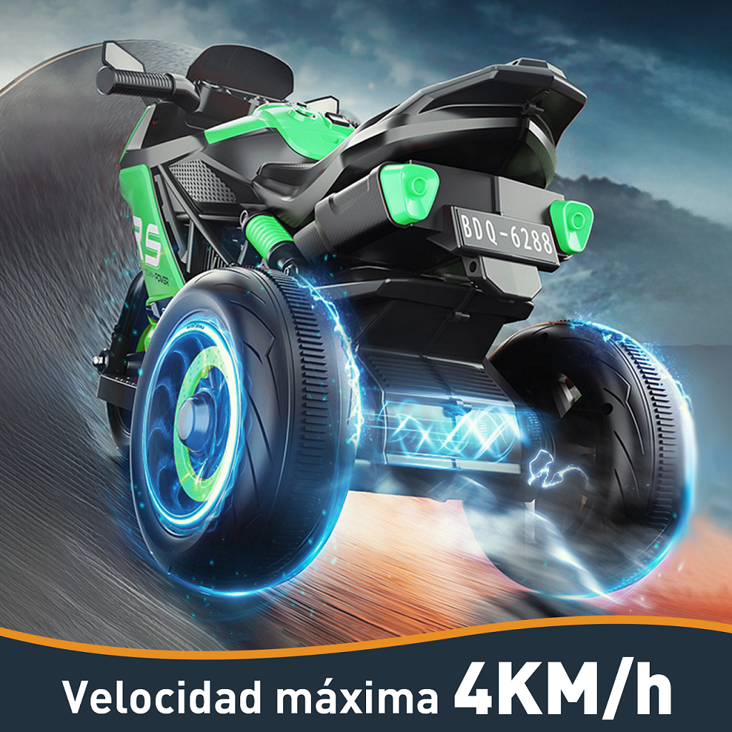 Mini Moto Eléctrica Infantil Recargable Honey Whale Bdq-6288 Verde   