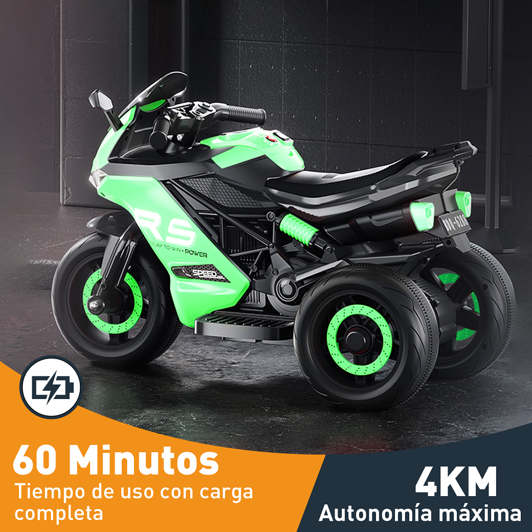 Mini Moto Eléctrica Infantil Recargable Honey Whale Bdq-6288 Verde   