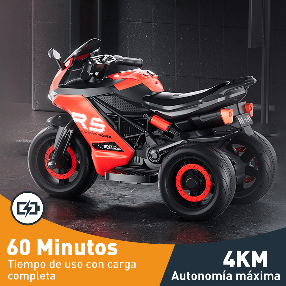 Mini Moto Eléctrica Infantil Recargable Honey Whale BDQ-6288 Rojo 