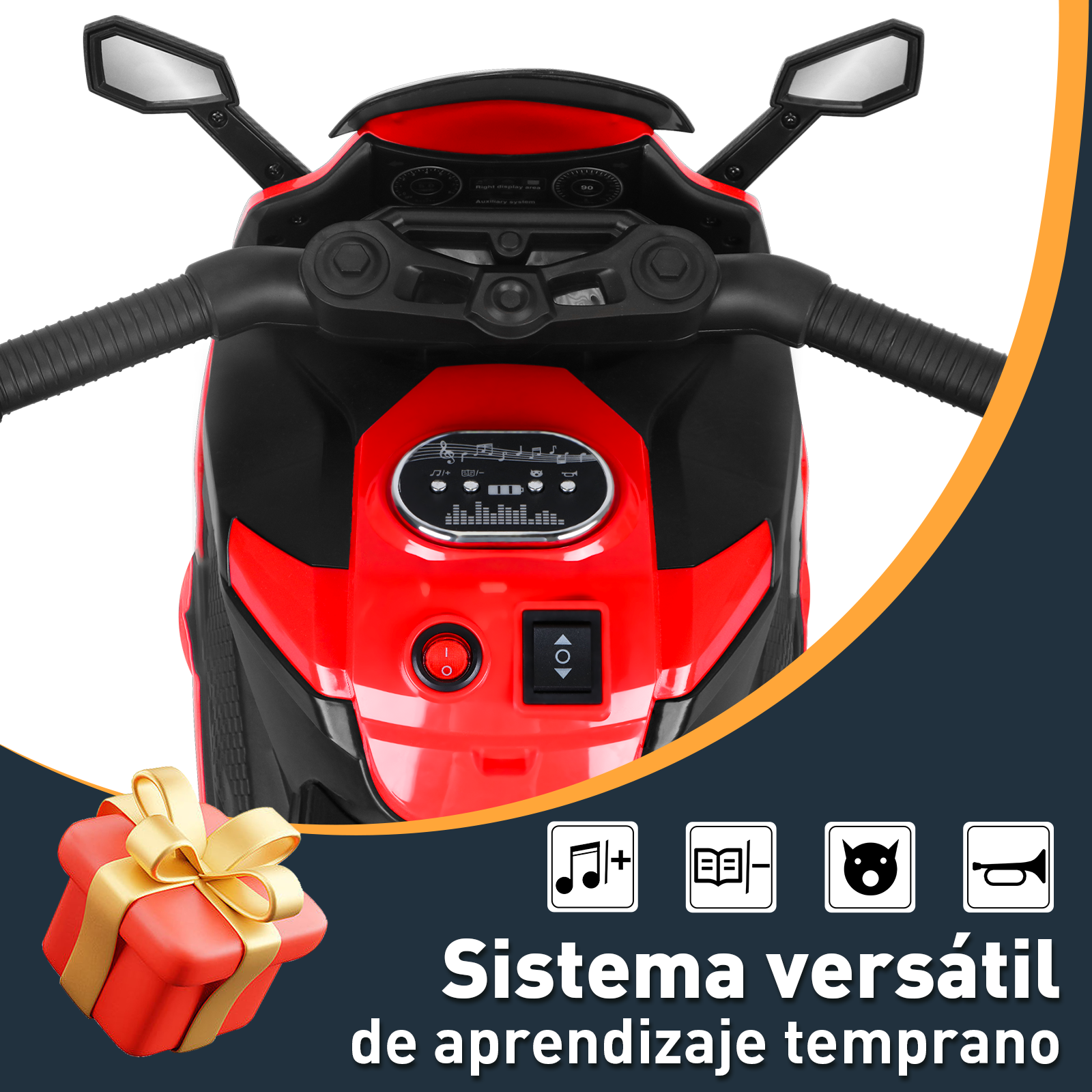 Mini Moto Eléctrica Infantil Recargable Honey Whale BDQ-6288 Rojo 