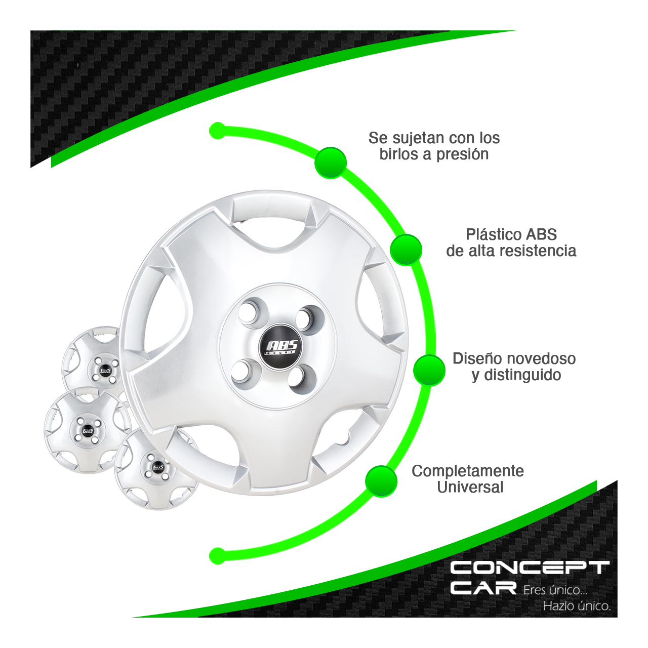 Juego 4 Tapones De Rin 13 Pulgadas Abs Chevy C3 4 Birlos