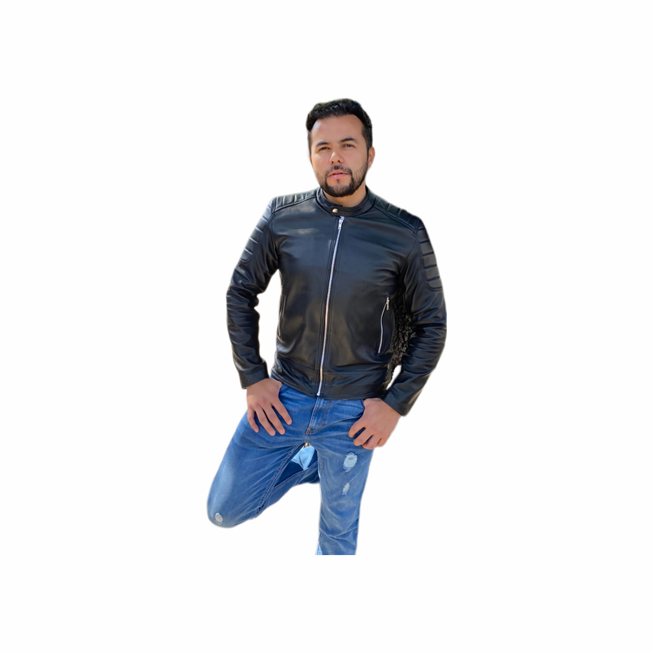 Chamarra de cuero Autentico casual Panter para Caballero incluye regalo un llavero de piel