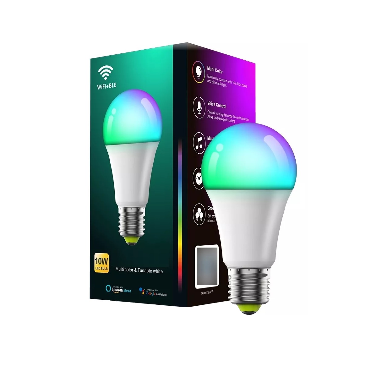 Foco Inteligente Wifi Con Siri Alexa Google Home 10w 1000lm