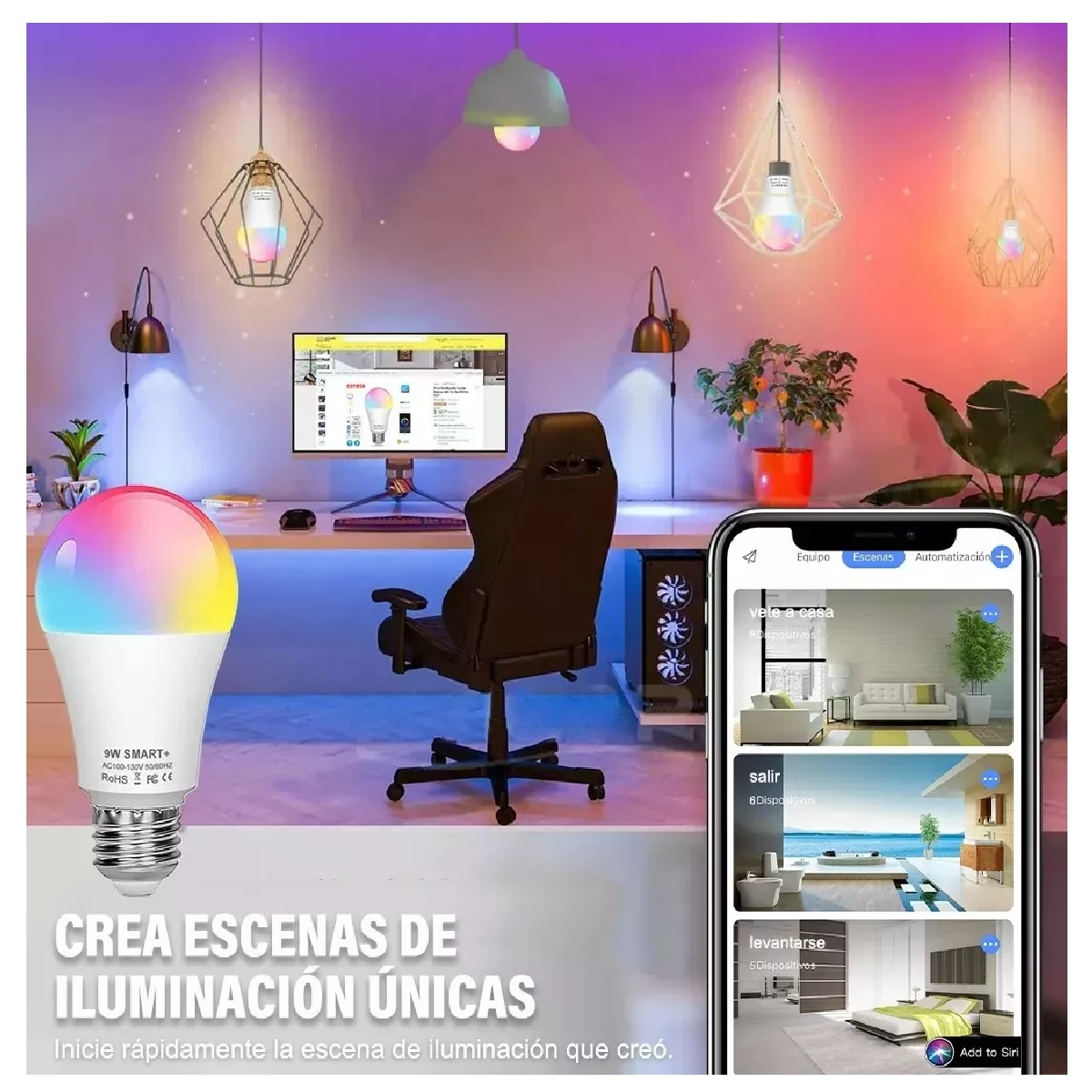 Foco Inteligente Wifi Con Siri Alexa Google Home 10w 1000lm