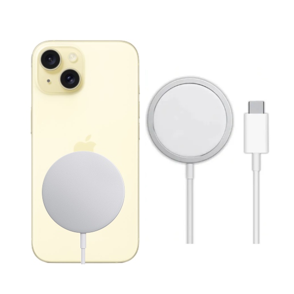 Apple Iphone 15 Amarillo 128GB Nuevo + Cargador Inalámbrico