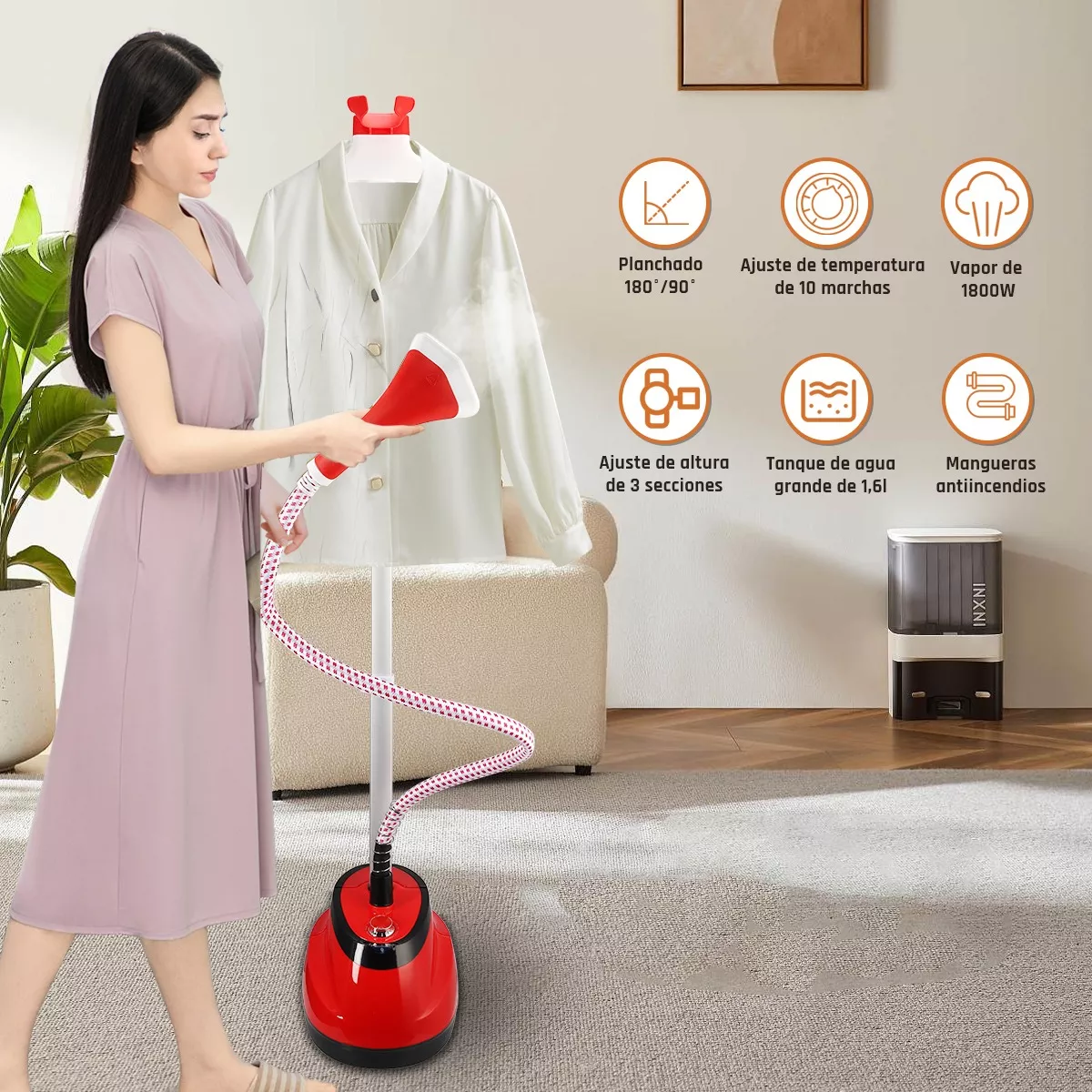 Plancha Vertical Vapor Para Ropa Desinfecta Vaporizador 2en1