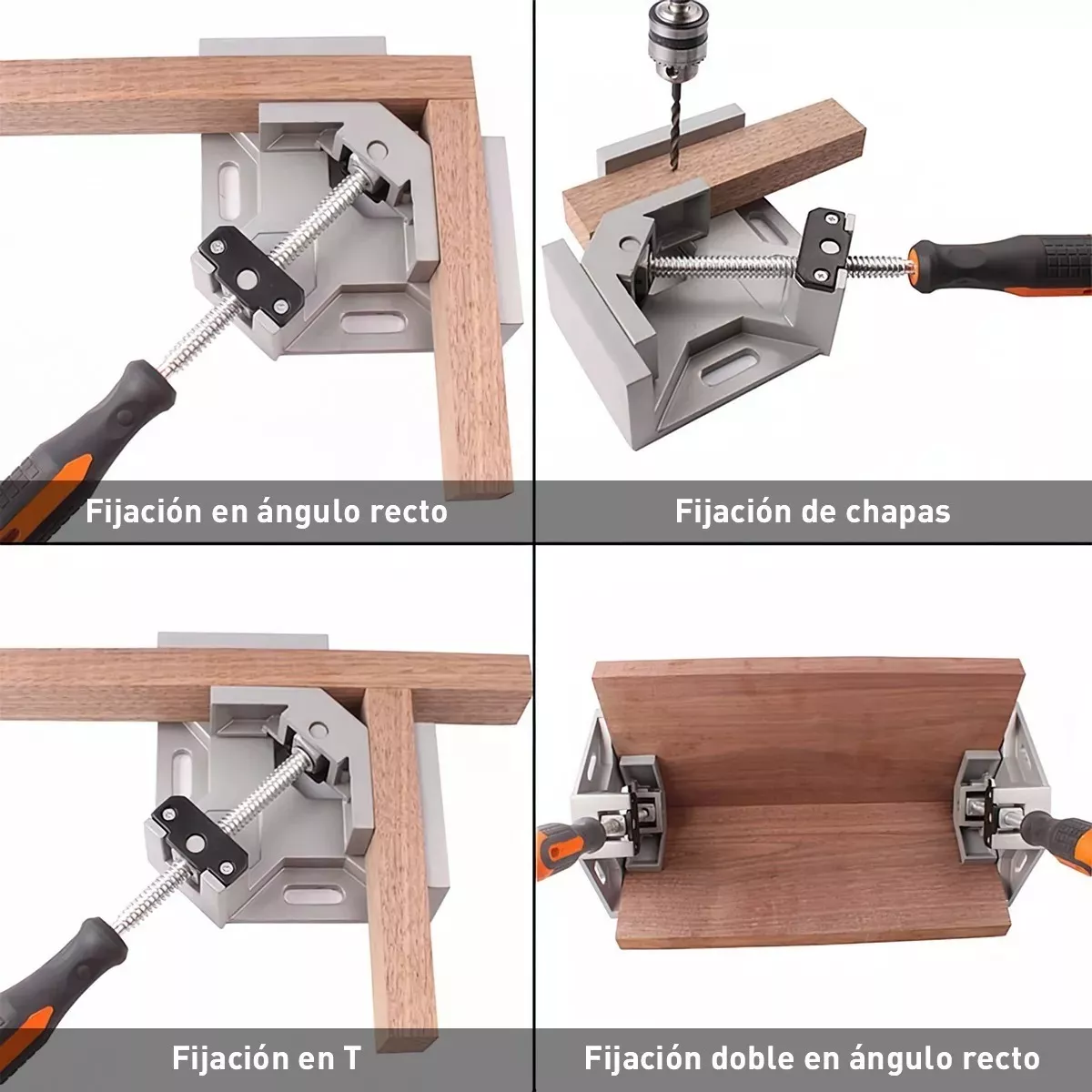 Kit 2 Prensa Esquinera Para Madera Y Metal Apertura 90 Grados,5pcs