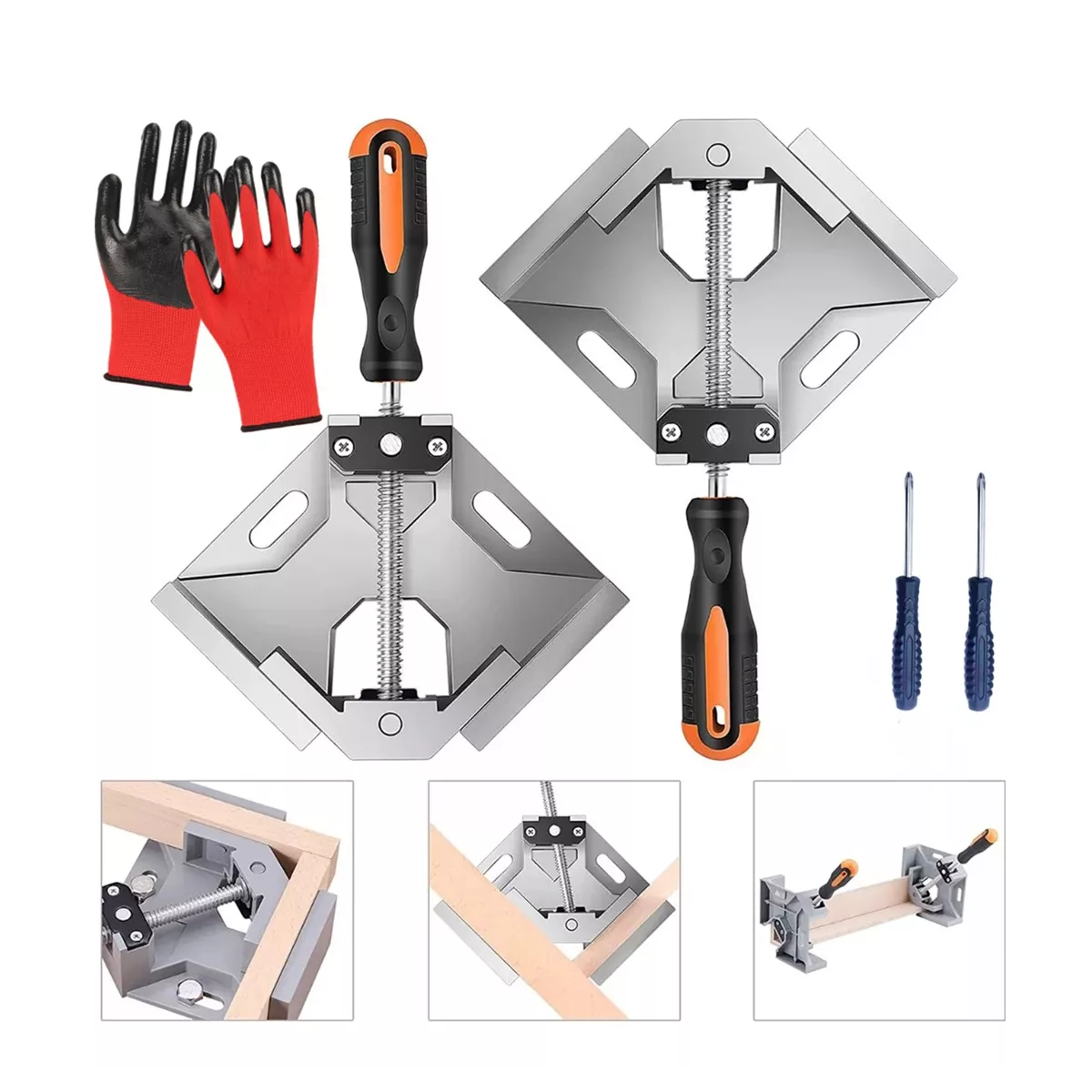 Kit 2 Prensa Esquinera Para Madera Y Metal Apertura 90 Grados,5pcs