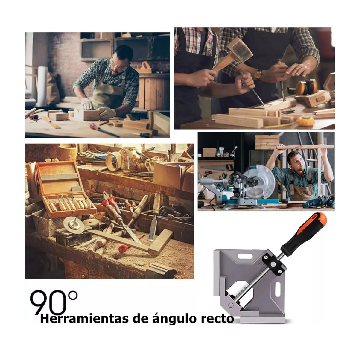 Kit 2 Prensa Esquinera Para Madera Y Metal Apertura 90 Grados,5pcs