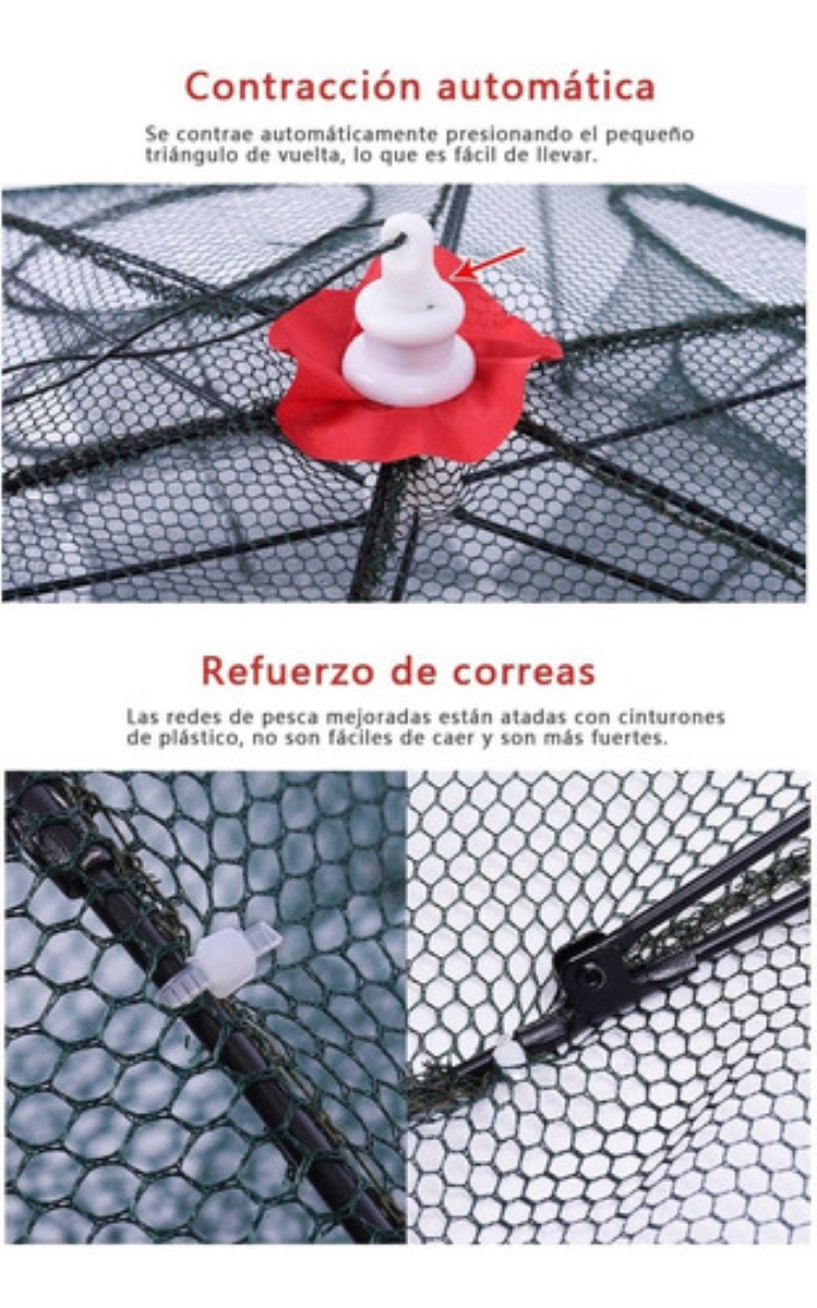 Trampa Plegable Red Pesca Cangrejos Peces Jaibas 16 Agujeros