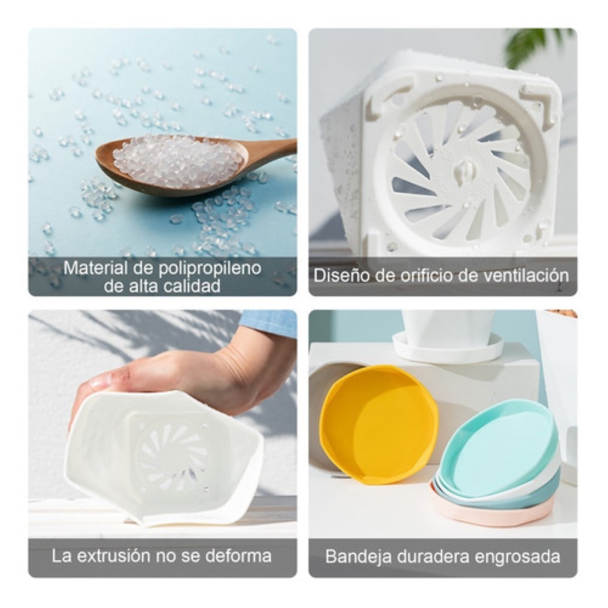 Maceta Pequeña P/interior/exterior 6 Pzs Gris/Blanco/Verde/Amarillo/Rosa