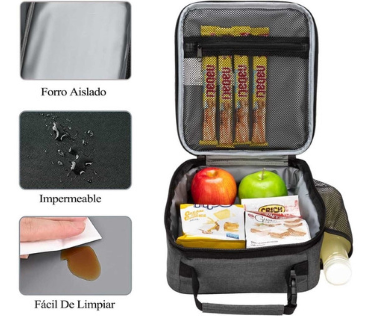 Lonchera Térmica Portátil Hombre Bolsa Del Almuerzo Gris