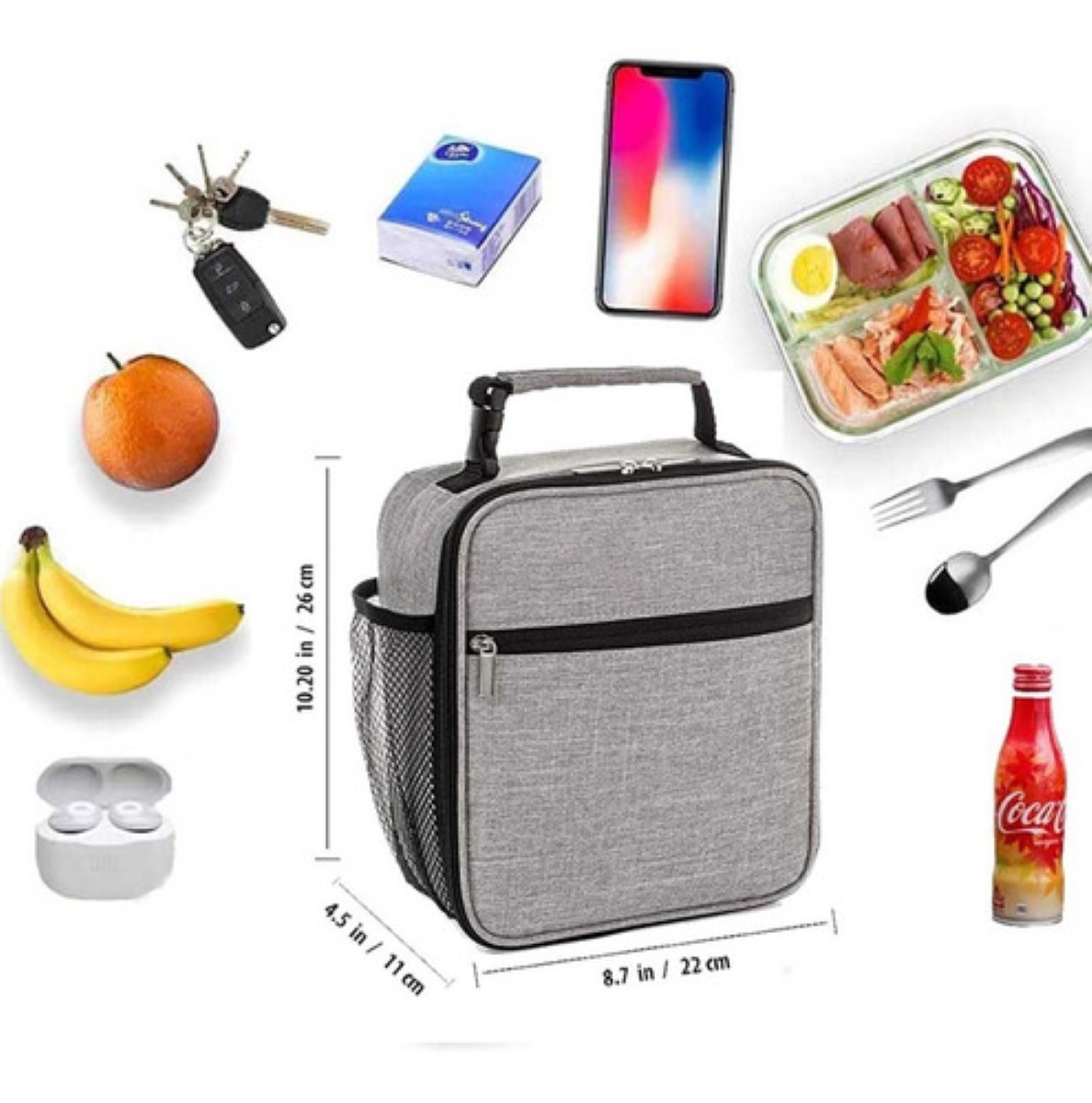 Lonchera Térmica Portátil Hombre Bolsa Del Almuerzo Gris