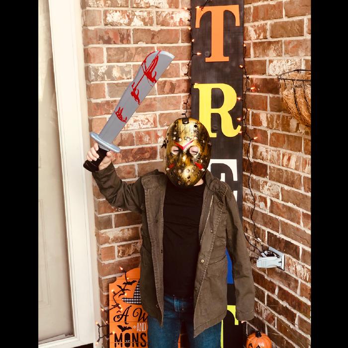 Halloween Disfraz de Miedo MXJGD-004-6 4 pzas, 25x18x5 cm Plástico PVC Dorado Máscara Jason Voorhees, JasonGold