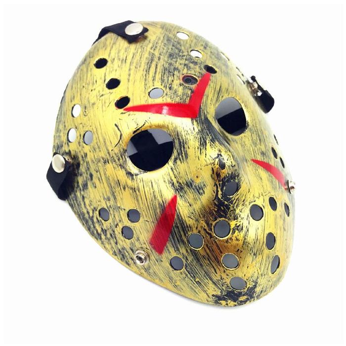 Jason Voorhees Disfraz MXJGD-005-1 5 pzas, 25x18x5 cm Plástico PVC Dorado Máscara Jason Voorhees, JasonGold