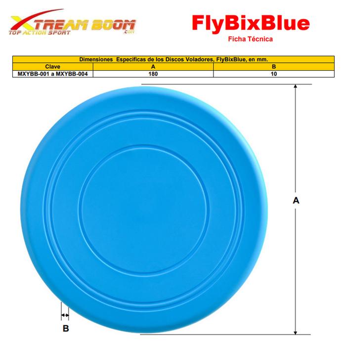 Frisbee flexible para mascotas MXYBB-001-6 1 Pza Disco volador Silicona Diámetro18 cm Azul, FlyBixBlue