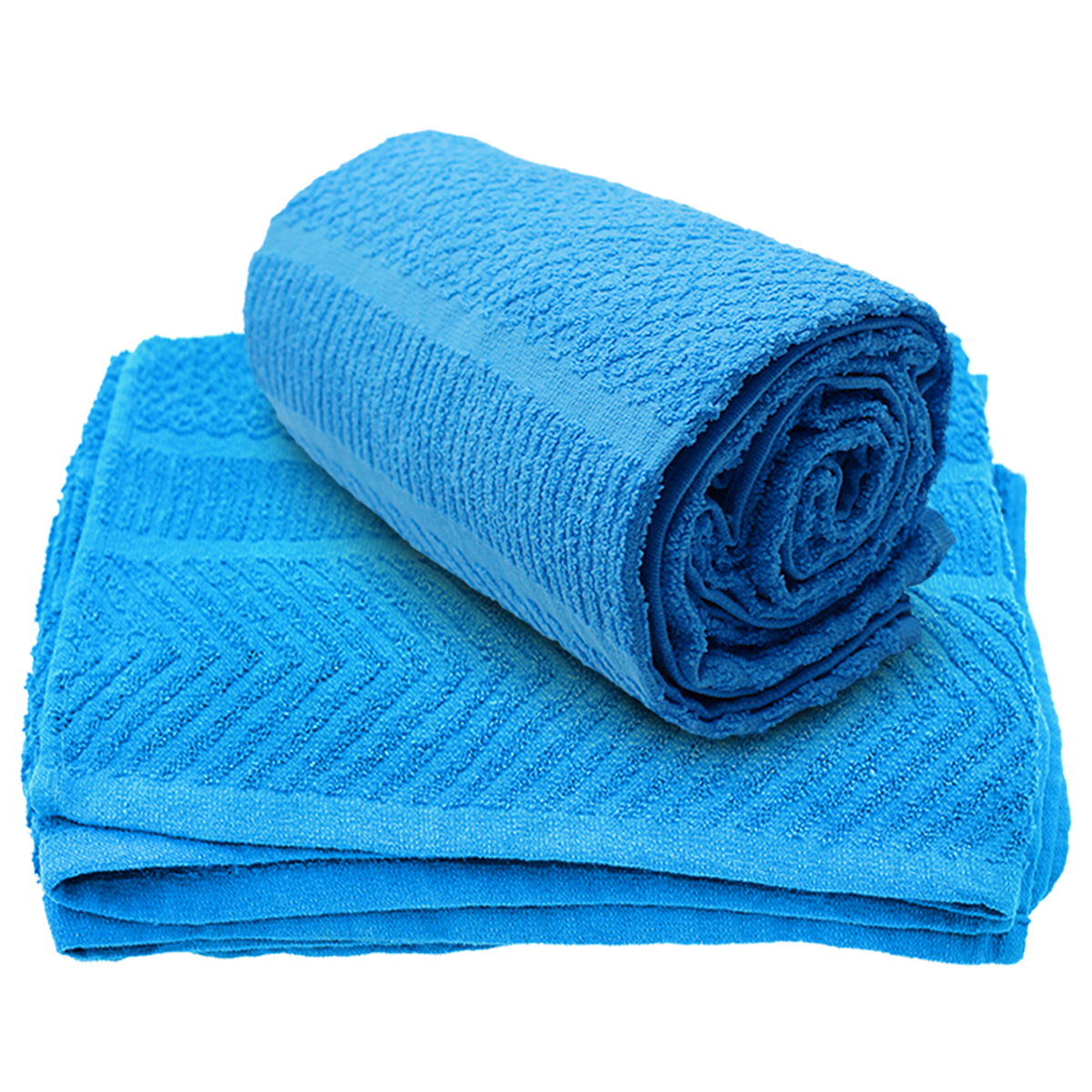 Set 2 Toallas Baño Completo 100% Algodón Grand Grano De Oro Azul cielo