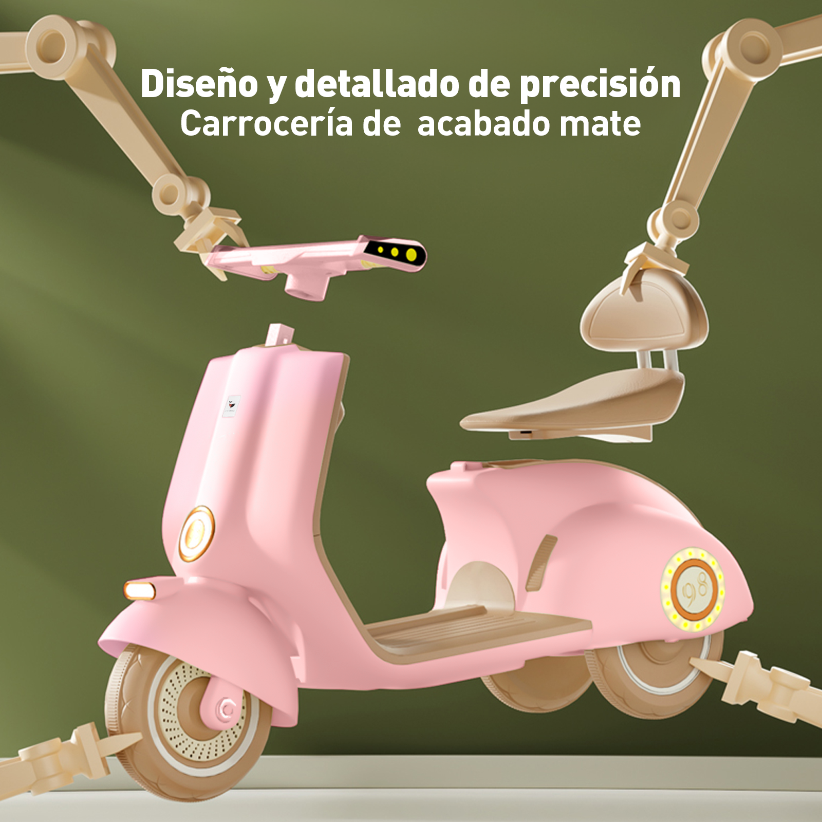 Mini Moto Eléctrica Vintage Infantil Honey Whale BDQ-916 Rosa