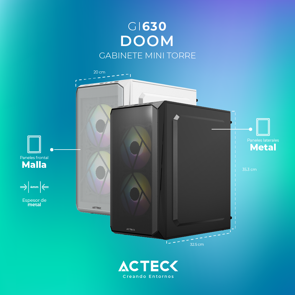 Gabinete Mini Torre Doom 500w GI630 Blanco