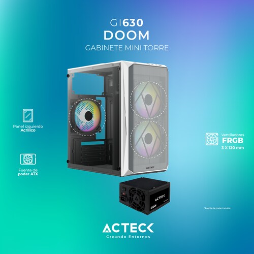 Gabinete Mini Torre Doom 500w GI630 Blanco