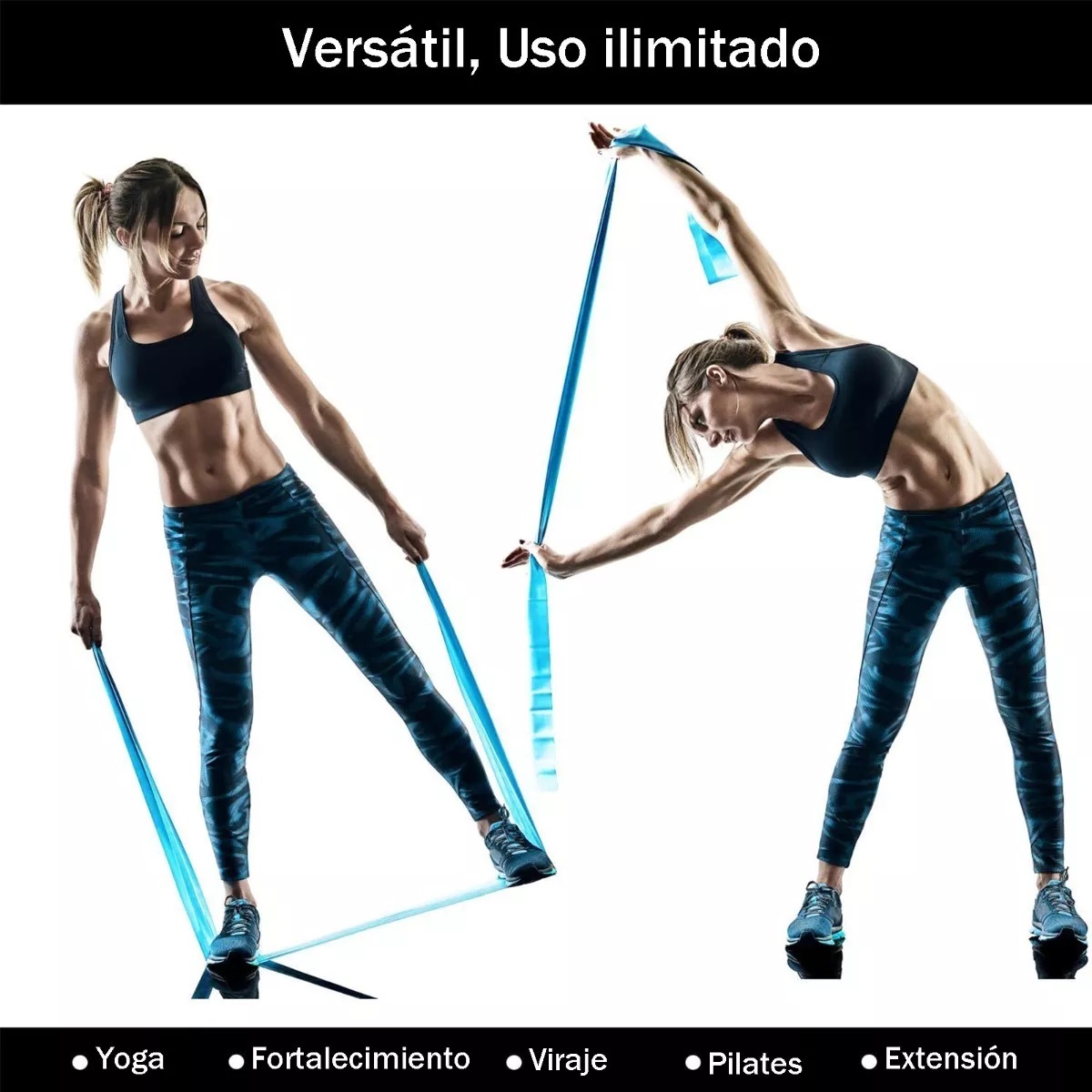 Set Bandas Elásticas De Resistencia Ejercicio Fitness, 4 Niveles