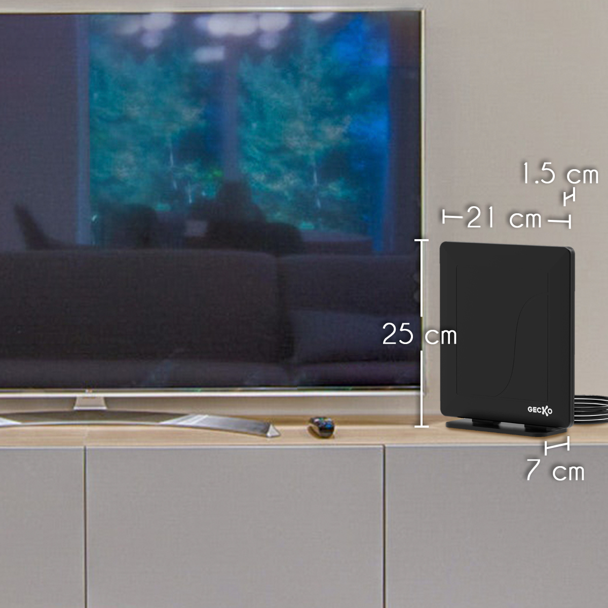Antena Interior Hd + Soporte Para Tv De 26 A 60 Pulgadas