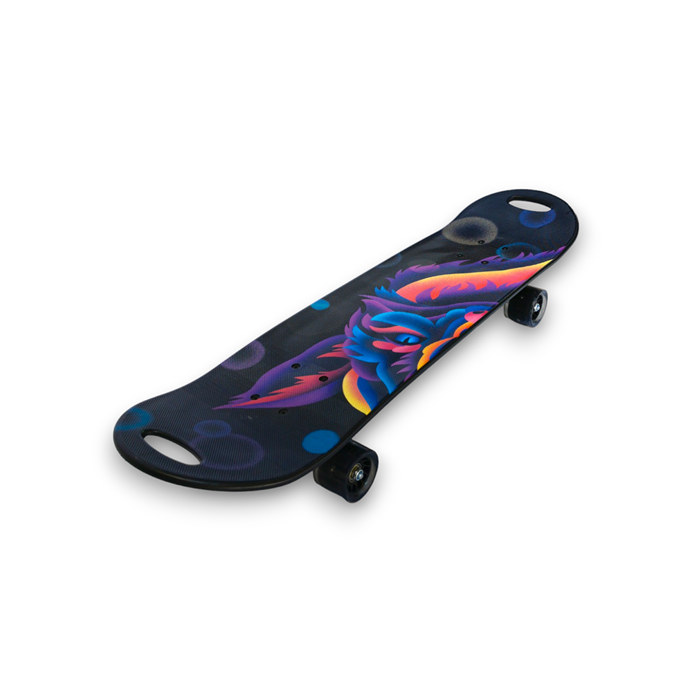 Patineta Skateboard Ruedas Con Luces Led Leon Negro