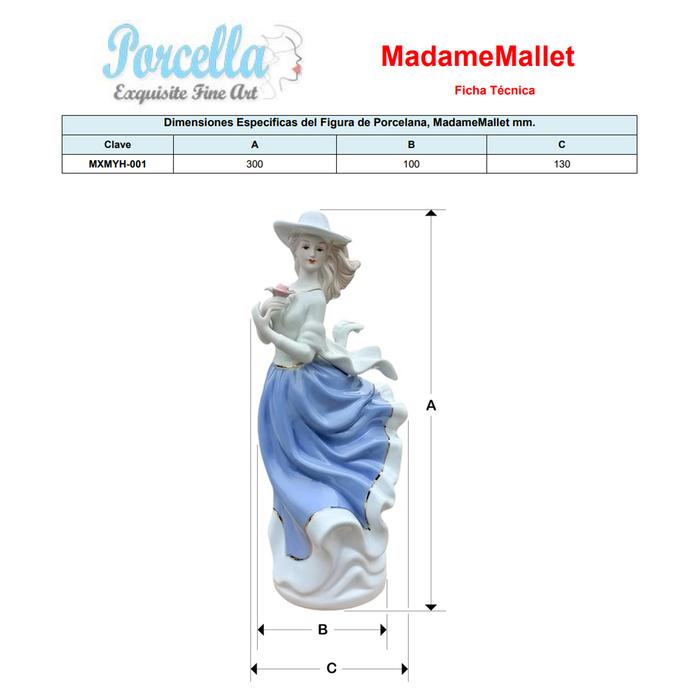 Escultura artesanal mujer MXMYH-001-9 1pza 12x30x12cm Frente x Alto x Fondo Porcelana Artesanal MadameMallet