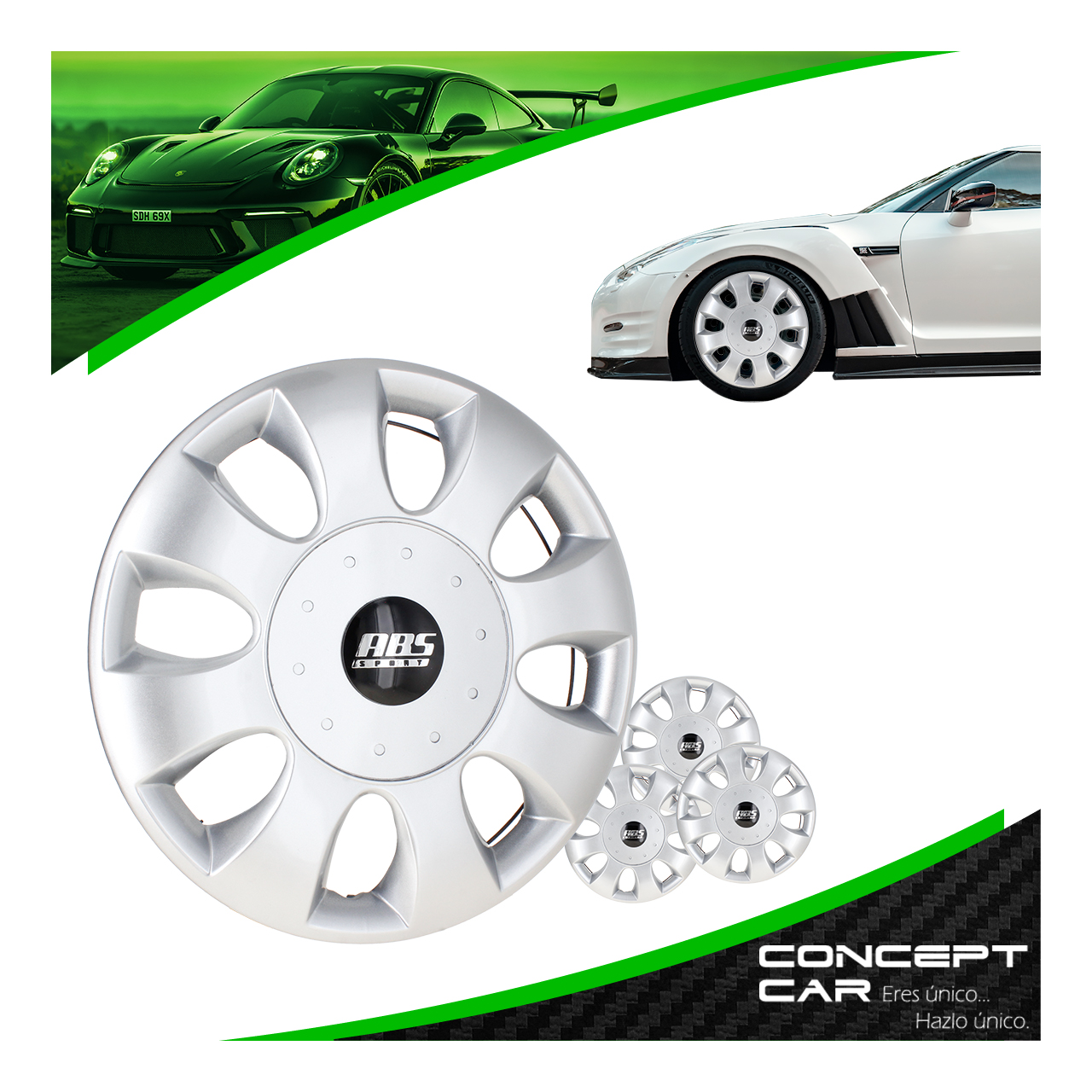 Juego 4 Tapones De Rin 13 Pulgadas Abs 8 Brazos Universal