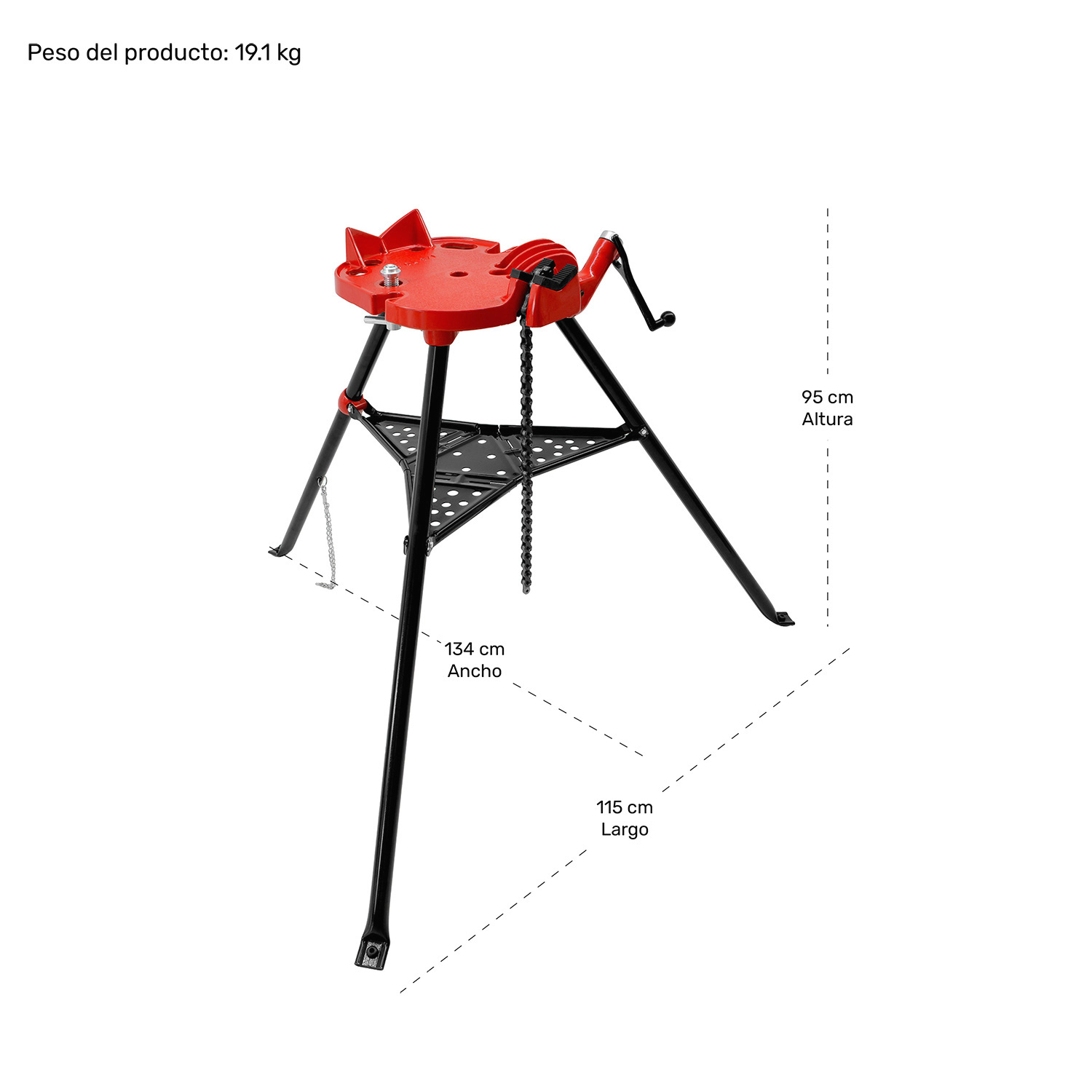 Prensa Cadena Tripie Tuberia 1/8  A 6  Dobladora Tubos