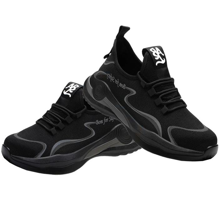 Zapatos de Seguridad Resistentes MXKHK-008 Talla 9US, 26.5MX, Negro/Gris, Plantilla Kevlar, Suela EVA, Punta de Acero, Agujetas, Ligero, Transpirable.
