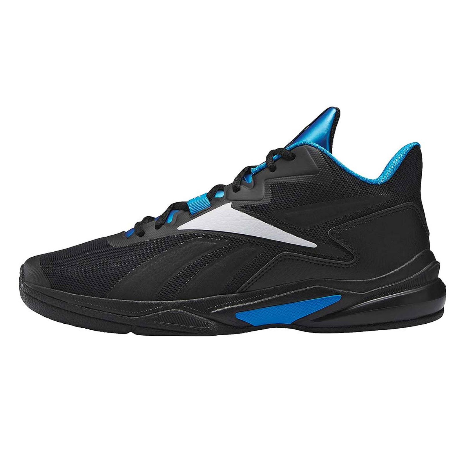 TENIS REEBOK MORE BUCKETS BASQUETBOL NEGRO/AZUL HOMBRE TALLA #26.5