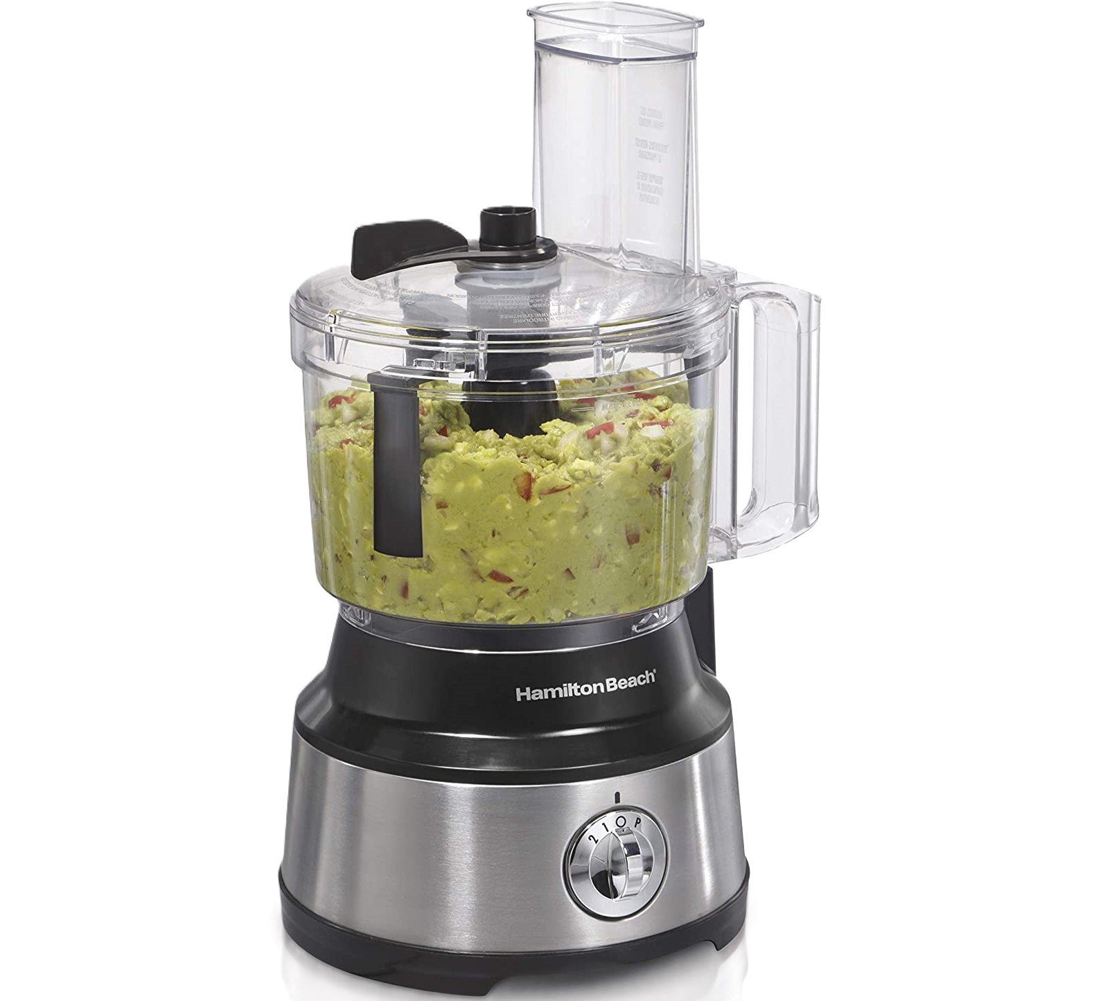 Procesador de Alimentos con Raspador de Tazón,Hamilton Beach 70730 10 tazas,, Acabado acero inoxidable, negro