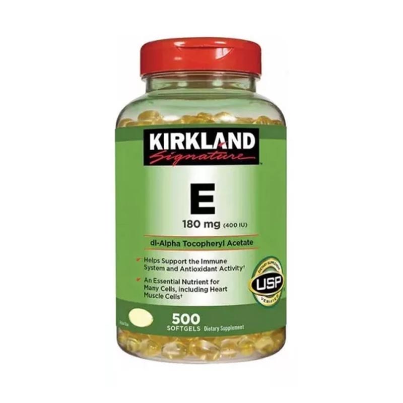 Vitamina E 180 mg Kirkland Signature Premium 500 sofgels 400 IU Vitamina E 