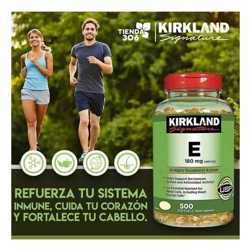 Vitamina E 180 mg Kirkland Signature Premium 500 sofgels 400 IU Vitamina E 