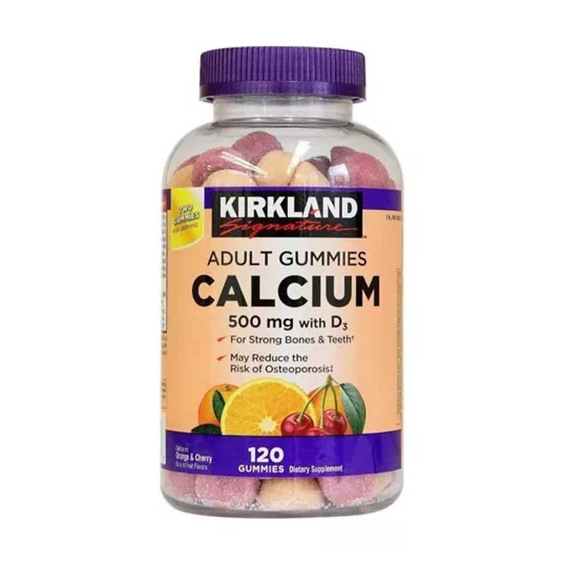 Calcio 500mg + Vitamina D3 25mcg Kirkland Signature 120 Gomitas de Sabores. 