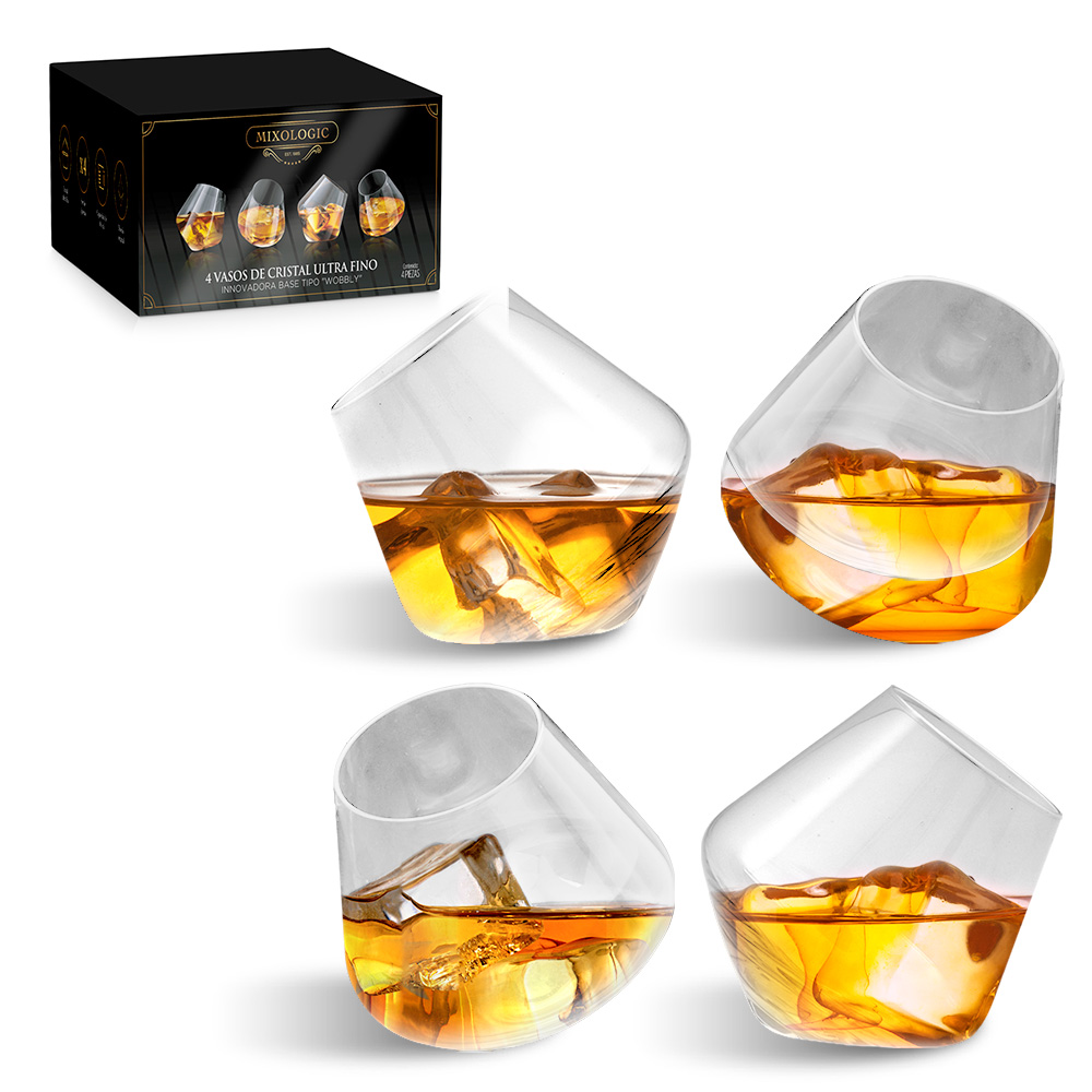 Vasos de Vidrio para Whisky (4 Pz) con Decantador de Cristal (860 ml)  Redlemon