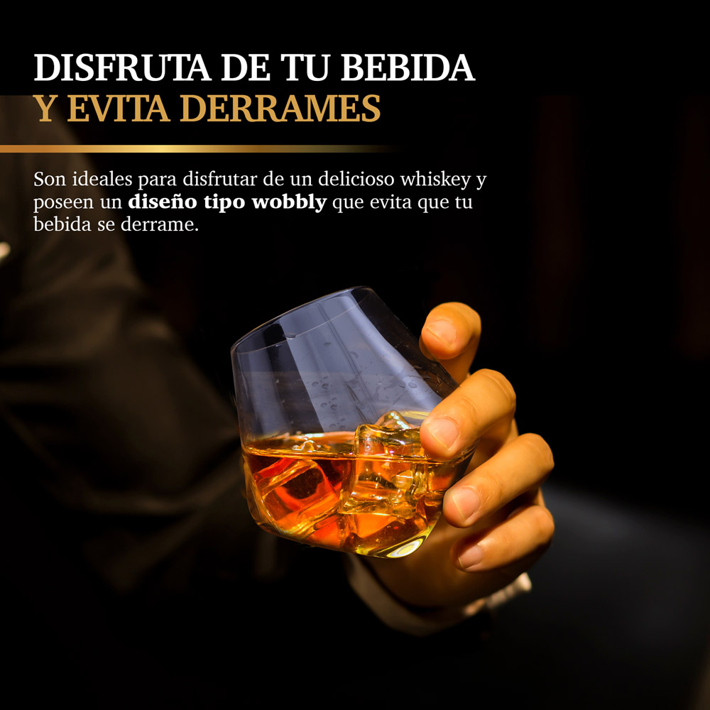 Vasos de Vidrio para Whisky (4 Pz) con Decantador de Cristal (860 ml)  Redlemon