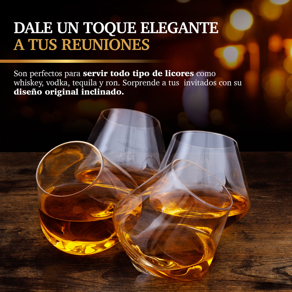 Vasos de Vidrio para Whisky (4 Pz) con Decantador de Cristal (860 ml)  Redlemon