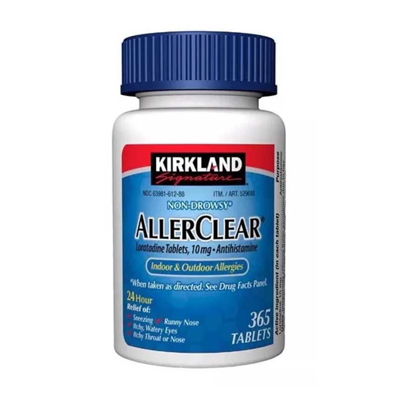 Antihistamínico 10 Mg Kirkland Signature Allerclear Sin Sueño Alergia 365 Tabs