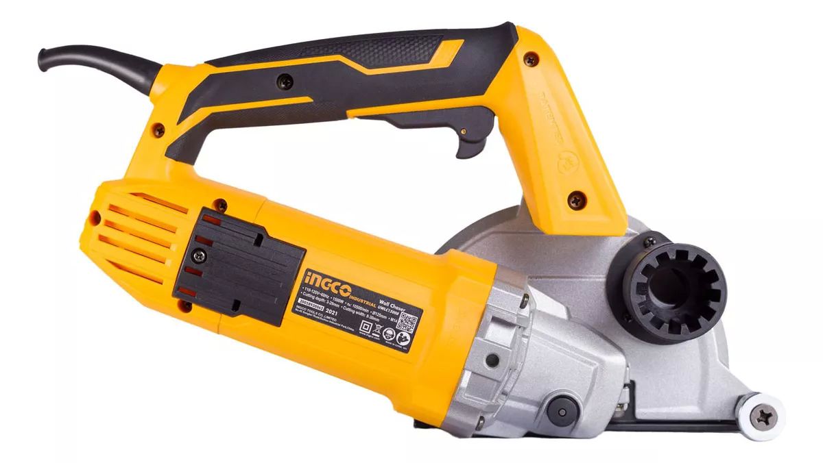 Ranuradora de Concreto 1500w Ingco con 4 discos de 5 pulgadas  y cincel con grip