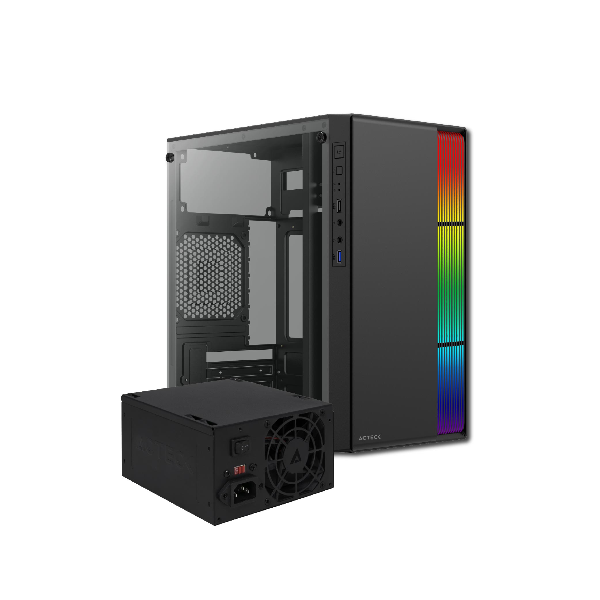 Gabinete Mini Torre Micro Atx 500w USB 3.0 RGB Fusion LI GI440 Acteck Negro