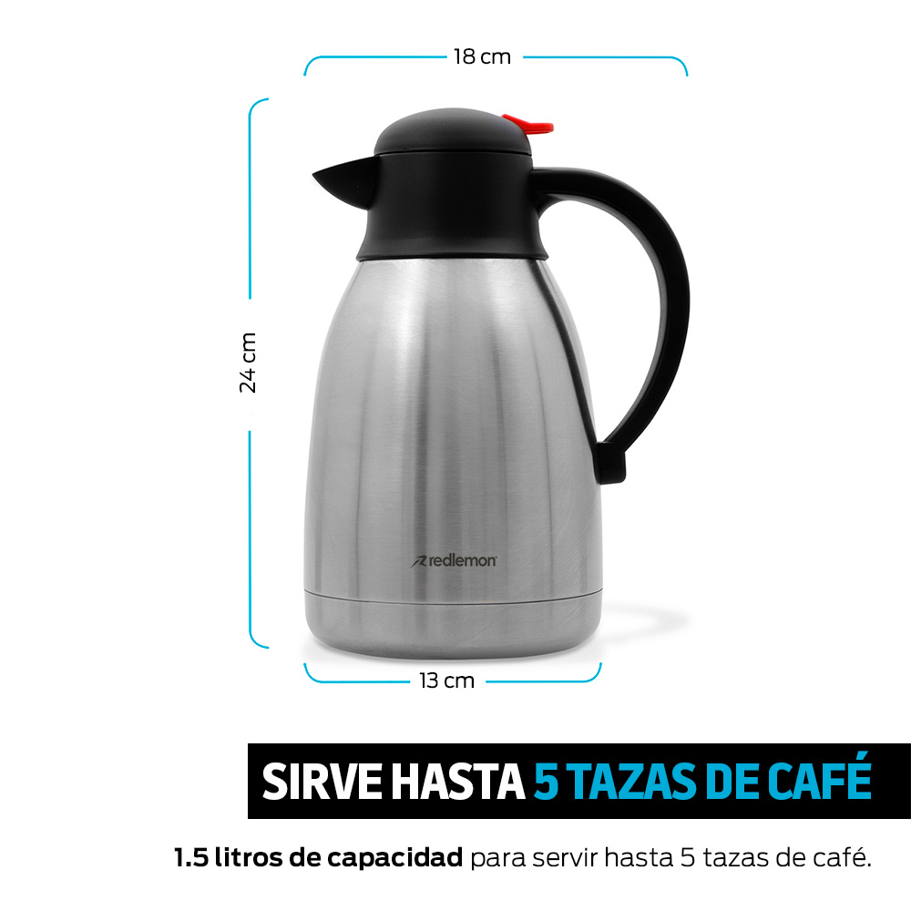 Jarra Térmica para Café y Té de Acero Inoxidable 1.5L Redlemon