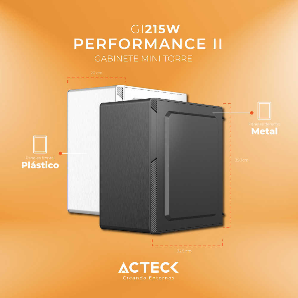 Gabinete Performance Ii Gi215w M-atx, Fuente Atx 500w Acteck Blanco